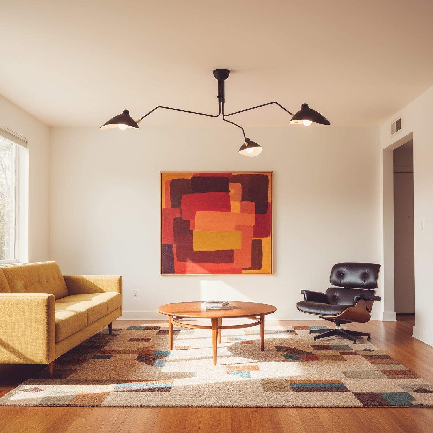 Spider Ceiling Lamp With Three Adjustable Brass Arms, Mid-Century Modern Fixture | Temsk