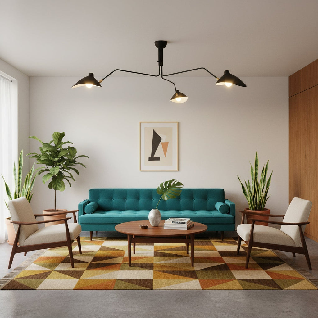 Spider Ceiling Lamp With Three Adjustable Brass Arms, Mid-Century Modern Fixture | Temsk