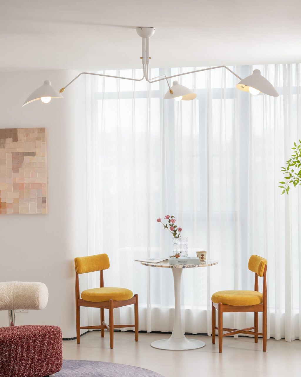 Spider Ceiling Lamp With Three Adjustable Brass Arms, Mid-Century Modern Fixture | Temsk