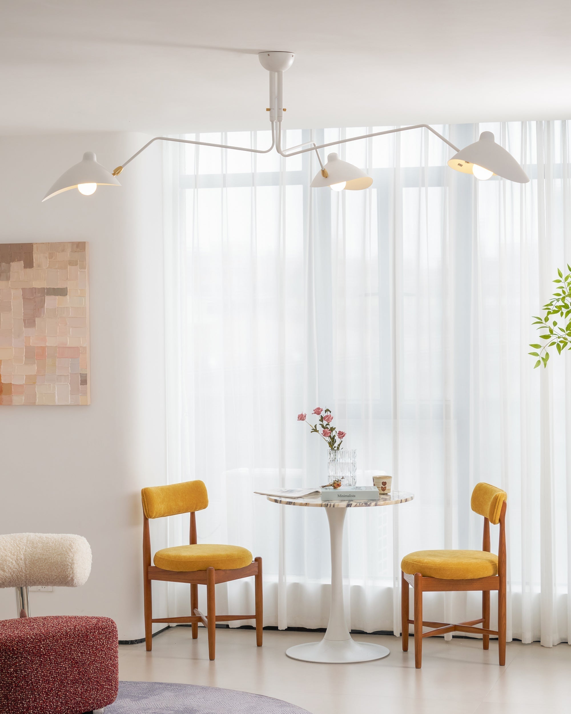 Spider Ceiling Lamp With Three Adjustable Brass Arms, Mid-Century Modern Fixture | Temsk