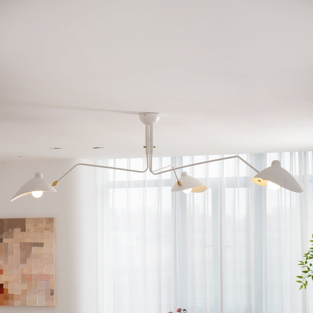 Spider Ceiling Lamp With Three Adjustable Brass Arms, Mid-Century Modern Fixture | Temsk
