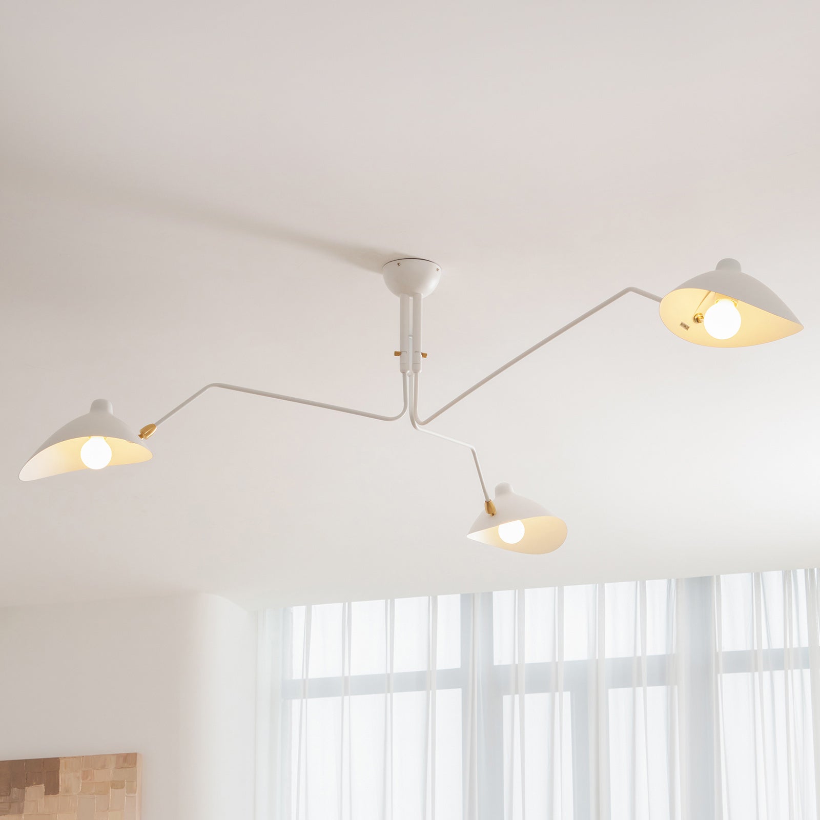 Spider Ceiling Lamp With Three Adjustable Brass Arms, Mid-Century Modern Fixture | Temsk