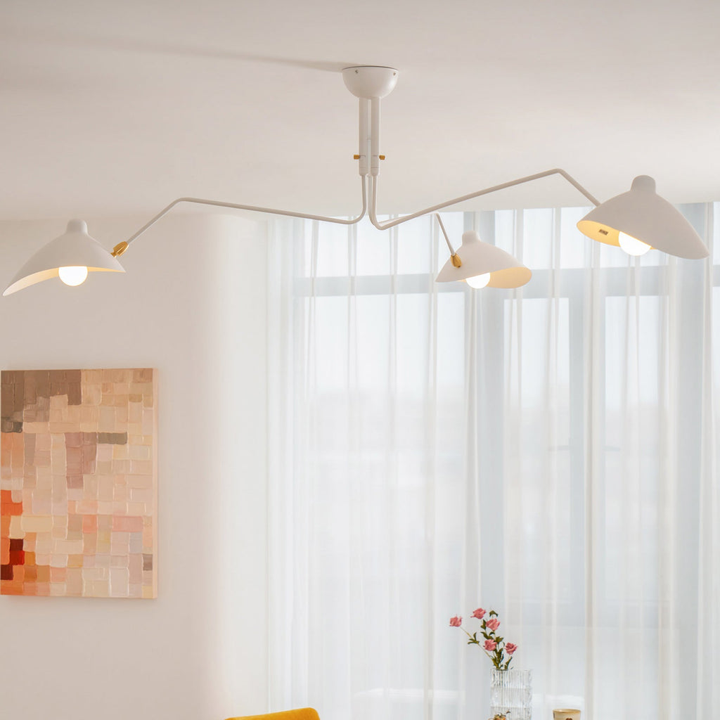 Spider Ceiling Lamp With Three Adjustable Brass Arms, Mid-Century Modern Fixture | Temsk