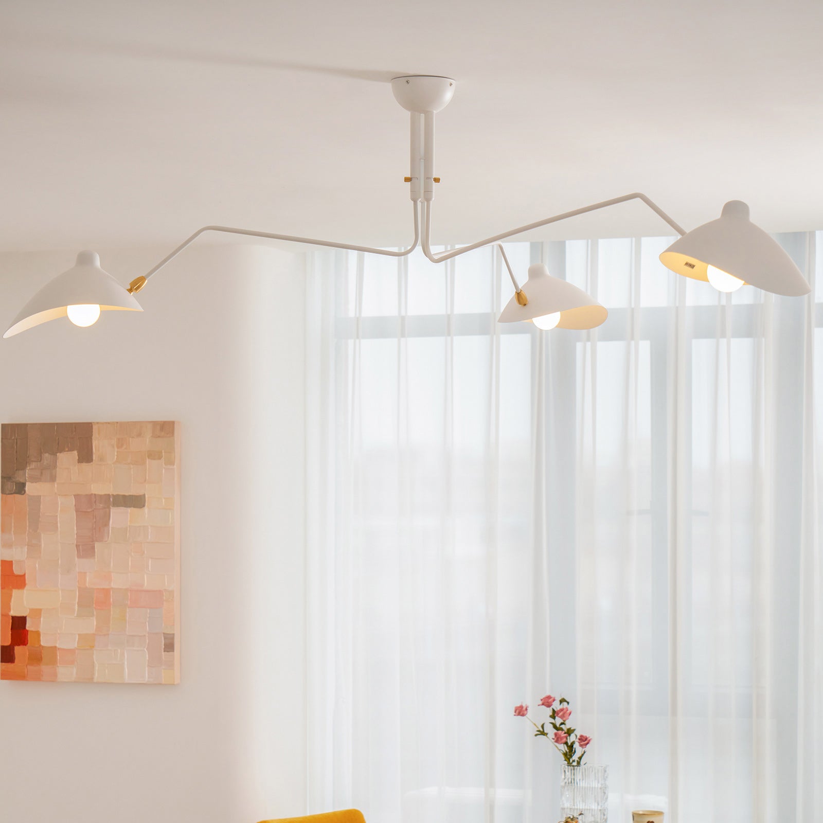 Spider Ceiling Lamp With Three Adjustable Brass Arms, Mid-Century Modern Fixture | Temsk