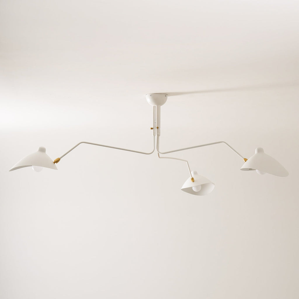 Spider Ceiling Lamp With Three Adjustable Brass Arms, Mid-Century Modern Fixture | Temsk