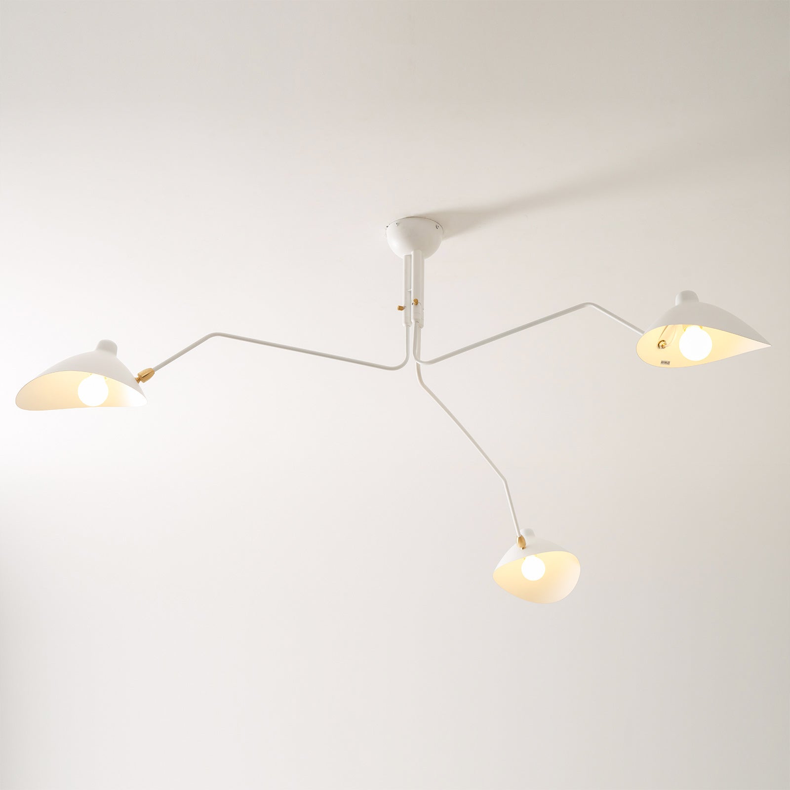 Spider Ceiling Lamp With Three Adjustable Brass Arms, Mid-Century Modern Fixture | Temsk