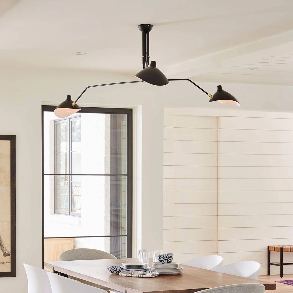 Spider Ceiling Lamp With Three Adjustable Brass Arms, Mid-Century Modern Fixture | Temsk