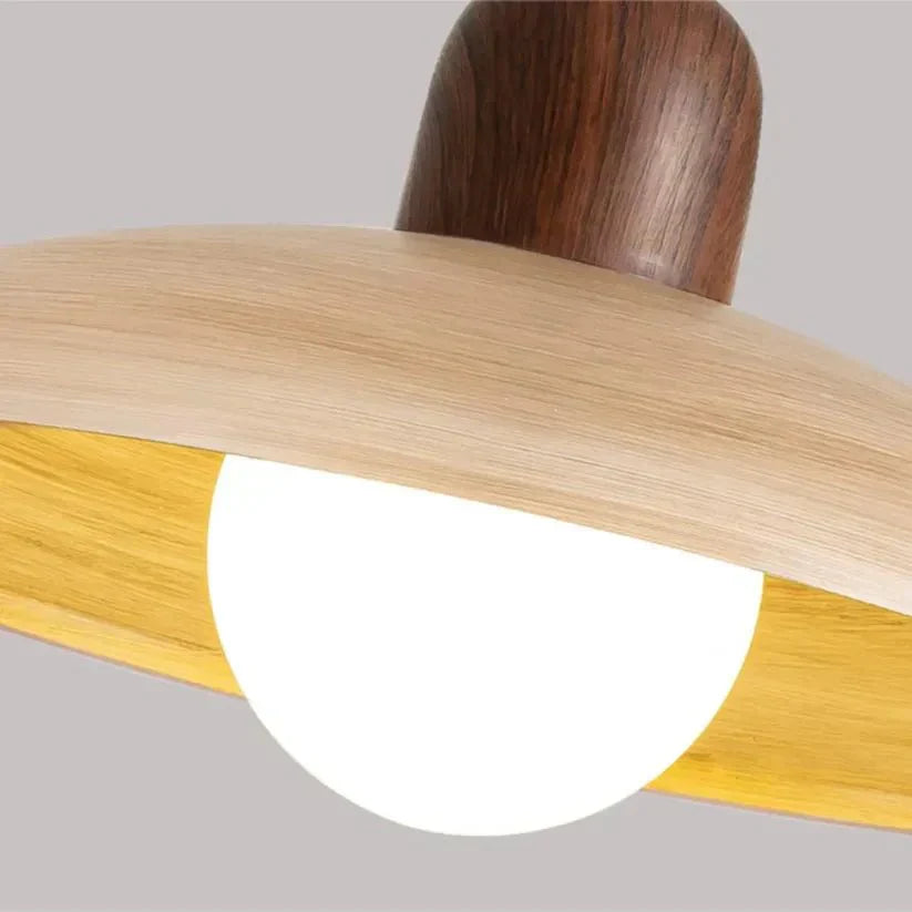 Shallow Wood Dome Pendant Light, Modern Ceiling Fixture | Temsk