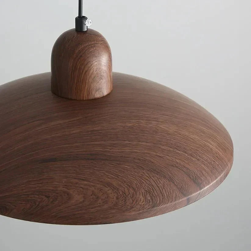 Shallow Wood Dome Pendant Light, Modern Ceiling Fixture | Temsk