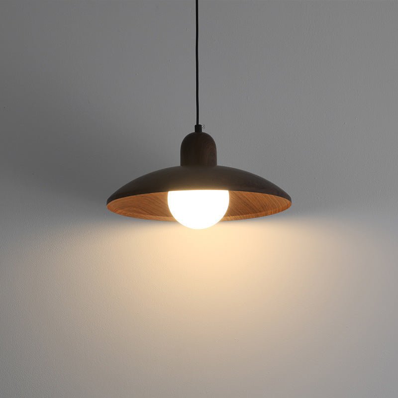 Shallow Wood Dome Pendant Light, Modern Ceiling Fixture | Temsk