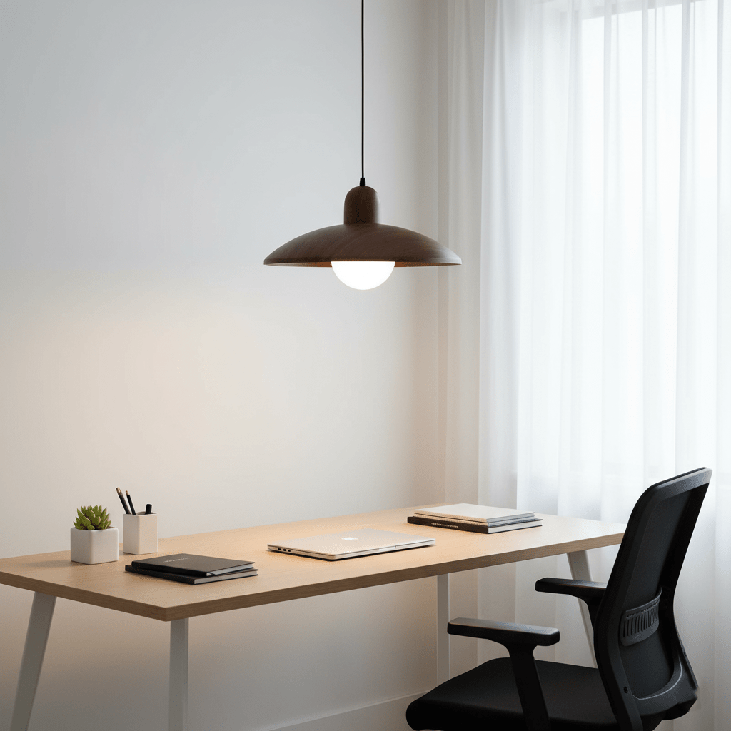 Shallow Wood Dome Pendant Light, Modern Ceiling Fixture | Temsk