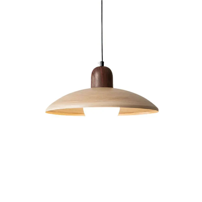 Shallow Wood Dome Pendant Light, Modern Ceiling Fixture | Temsk