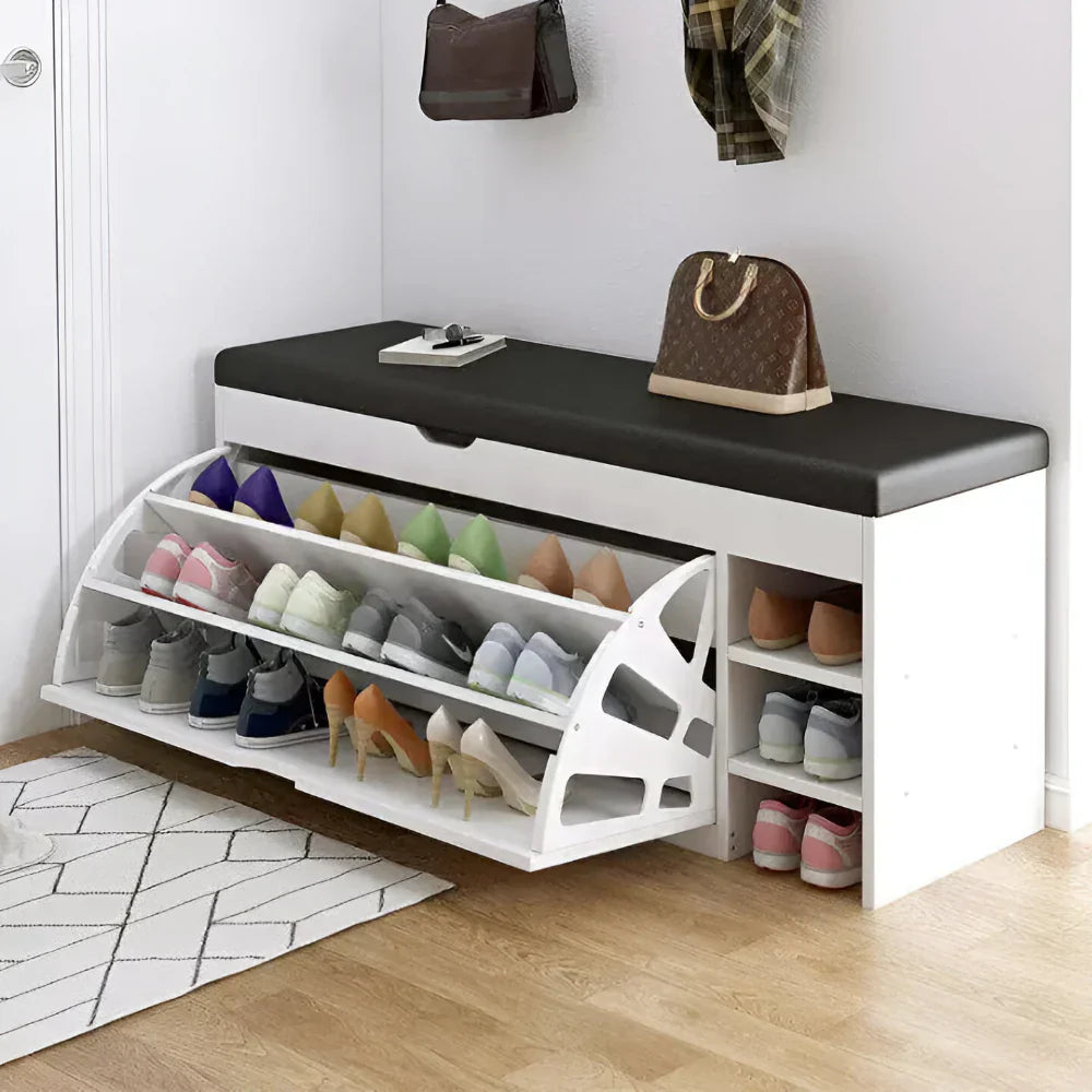 Schuhbank für den Eingangsbereich mit klappbarem Design und Stauraumschrank | Temsk