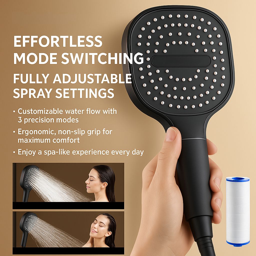 High Pressure Filtered Shower Head With Adjustable Spray Turbo Boost | Temsk