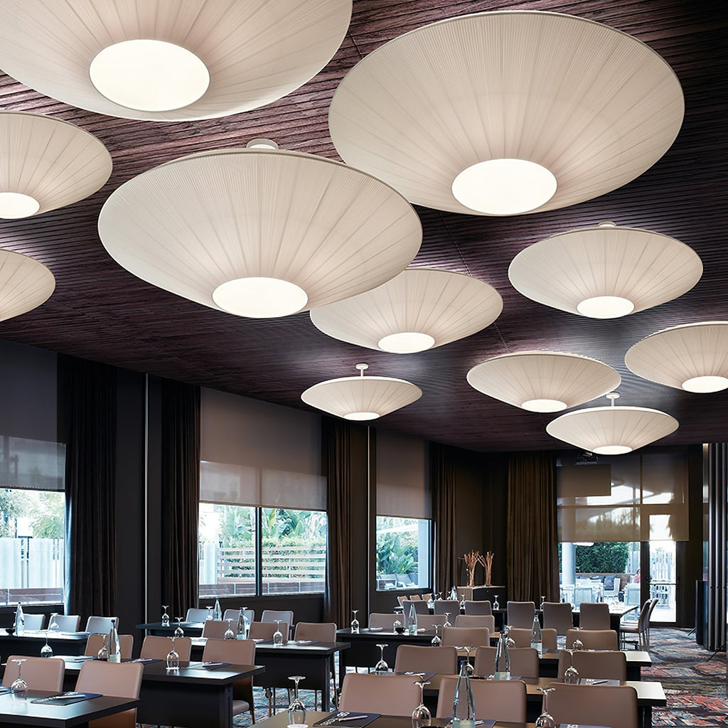 Oriental Style Ceiling Lamp With Fabric Shade For Dining Room Light Dimmable Three Sizes | Temsk