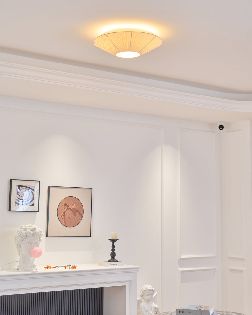 Oriental Style Ceiling Lamp With Fabric Shade For Dining Room Light Dimmable Three Sizes | Temsk