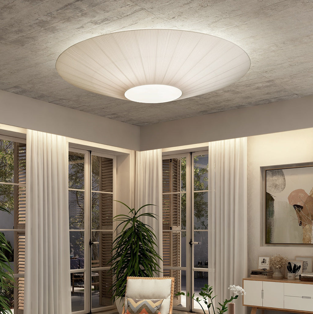 Oriental Style Ceiling Lamp With Fabric Shade For Dining Room Light Dimmable Three Sizes | Temsk