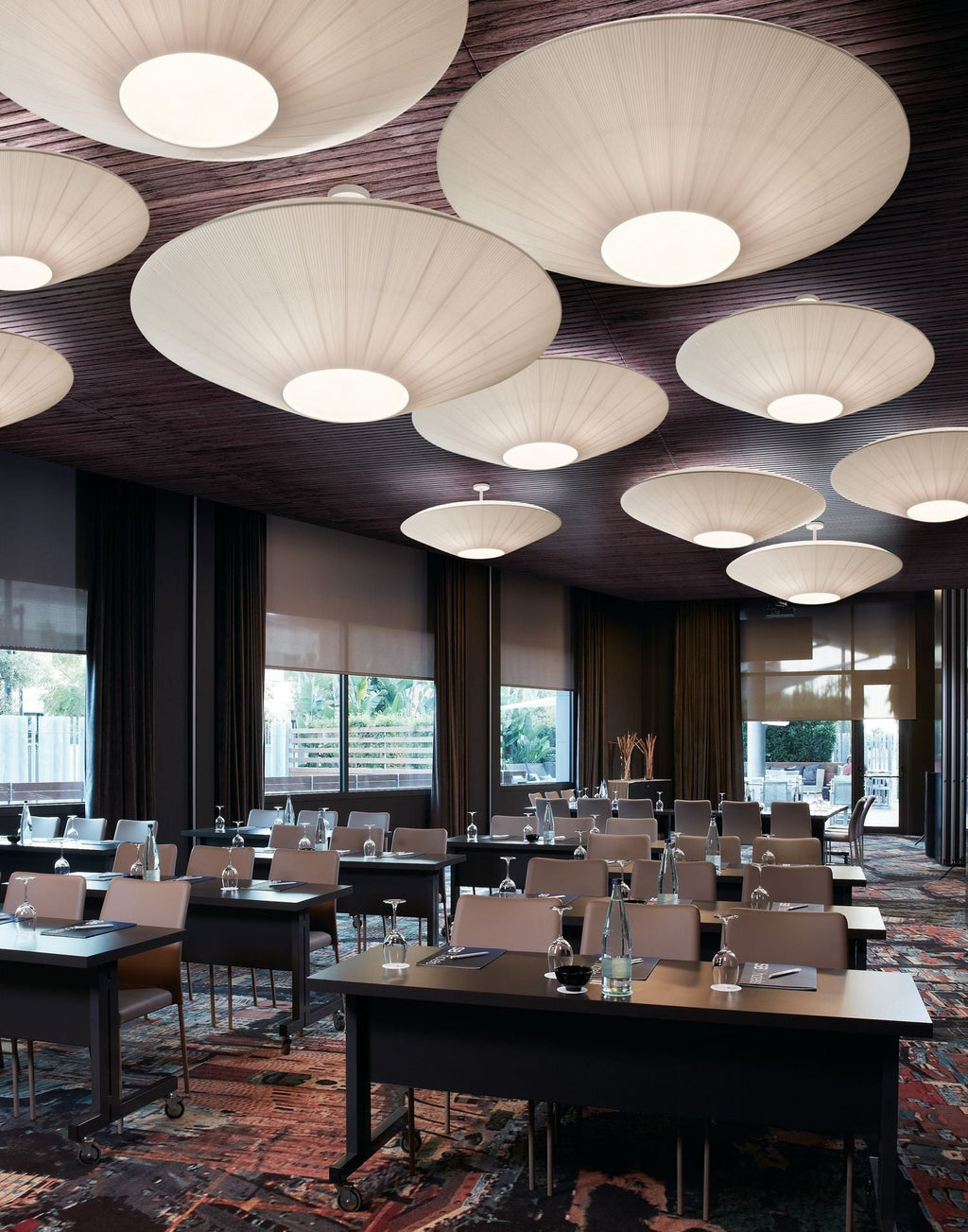 Oriental Style Ceiling Lamp With Fabric Shade For Dining Room Light Dimmable Three Sizes | Temsk