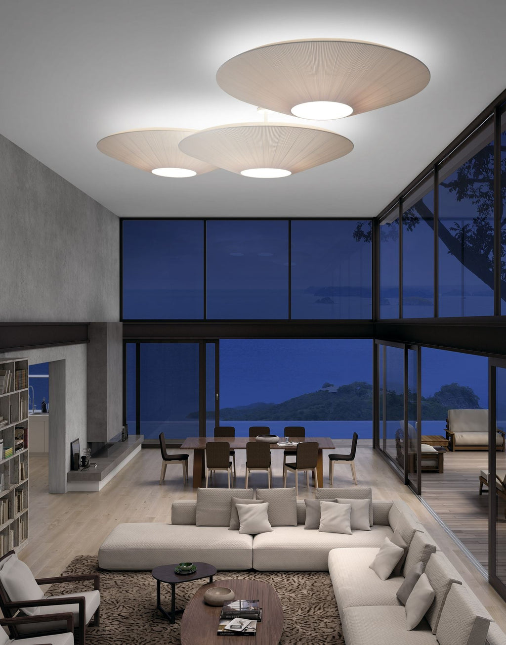 Oriental Style Ceiling Lamp With Fabric Shade For Dining Room Light Dimmable Three Sizes | Temsk