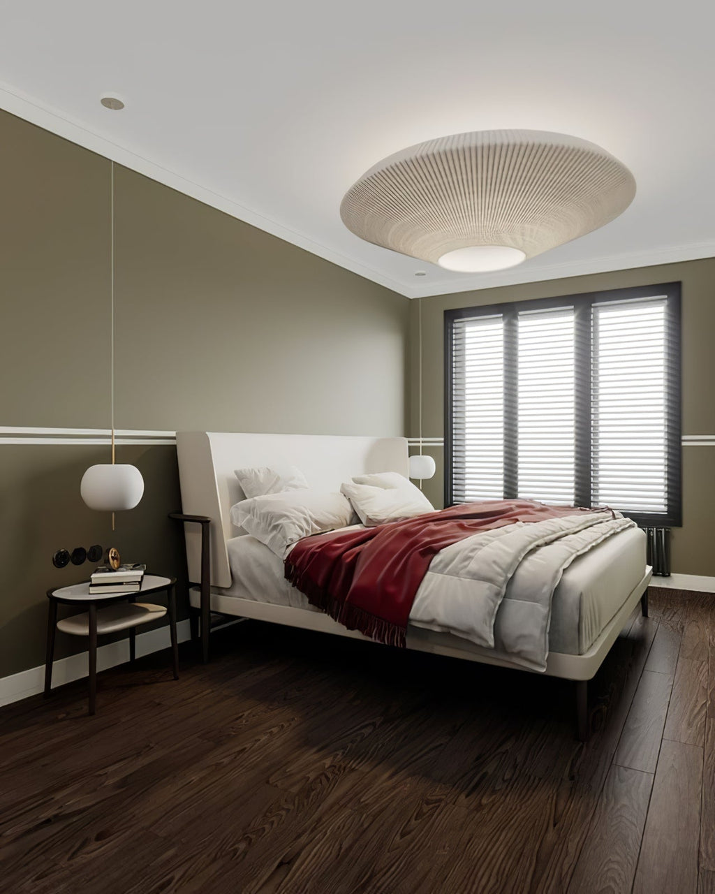 Oriental Style Ceiling Lamp With Fabric Shade For Dining Room Light Dimmable Three Sizes | Temsk