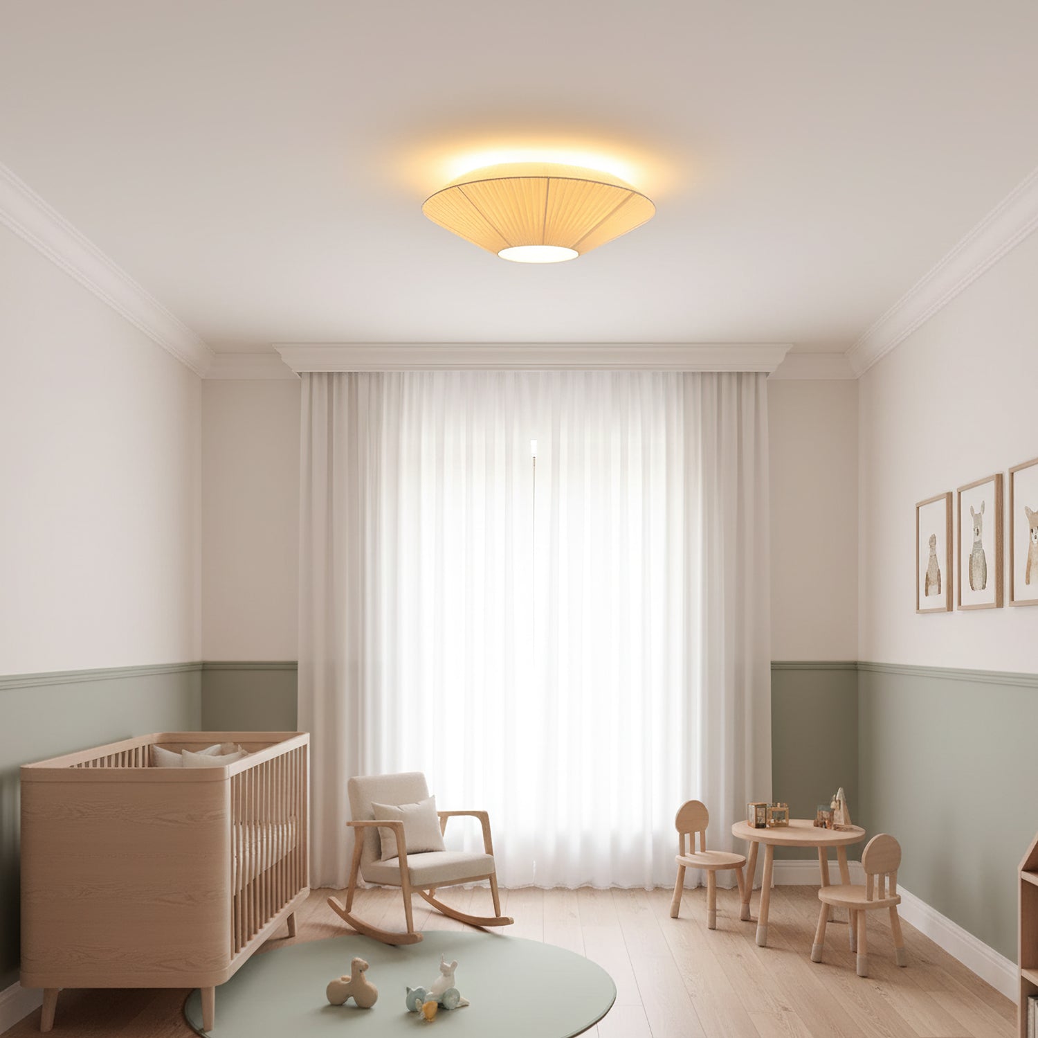 Oriental Style Ceiling Lamp With Fabric Shade For Dining Room Light Dimmable Three Sizes | Temsk
