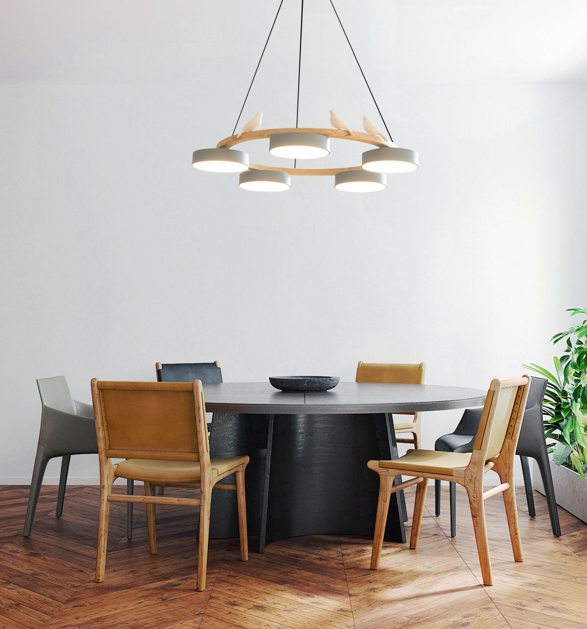 Sienna Vogelrunder Kronleuchter mit naturinspiriertem LED-Licht | Temsk
