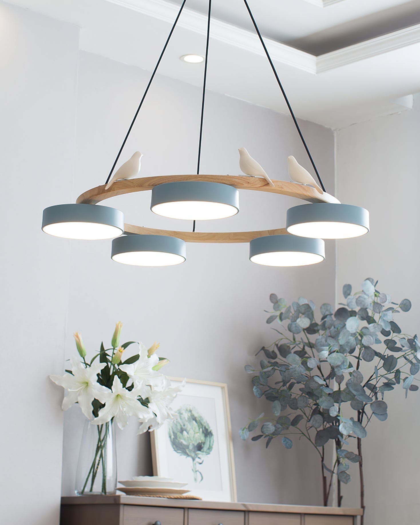 Sienna Vogelrunder Kronleuchter mit naturinspiriertem LED-Licht | Temsk