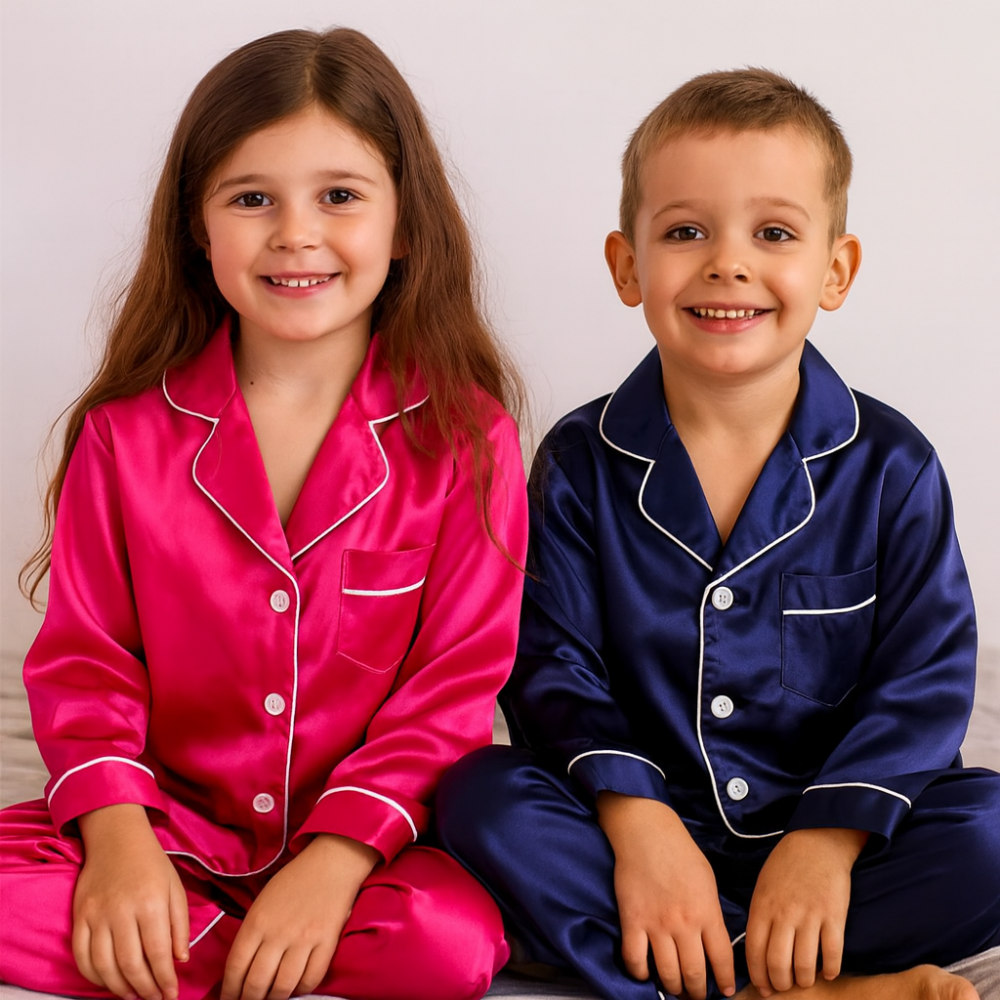 Kids Button-Top Sleepwear Set With Matching Top And Bottoms | Temsk