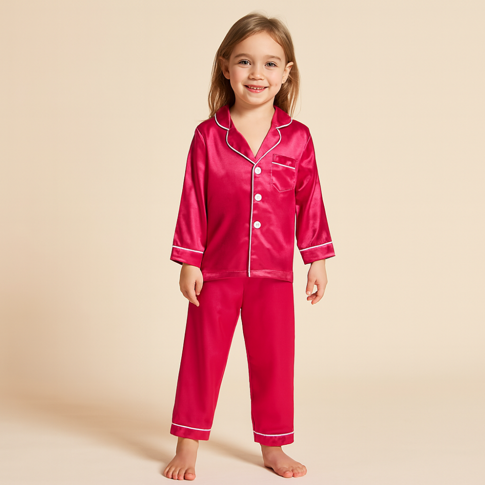 Kids Button-Top Sleepwear Set With Matching Top And Bottoms | Temsk