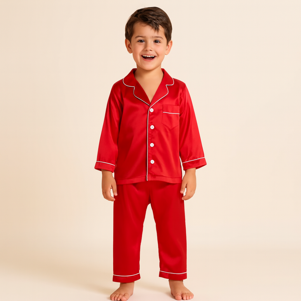 Kids Button-Top Sleepwear Set With Matching Top And Bottoms | Temsk