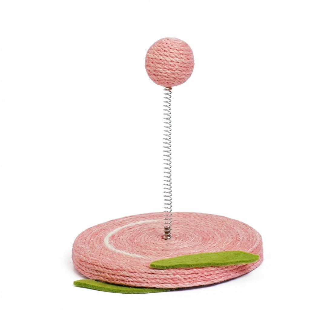 Sisal Spring Cat Toy With Scratching Base In Fruit Designs 17.5 By 20 Cm | Temsk