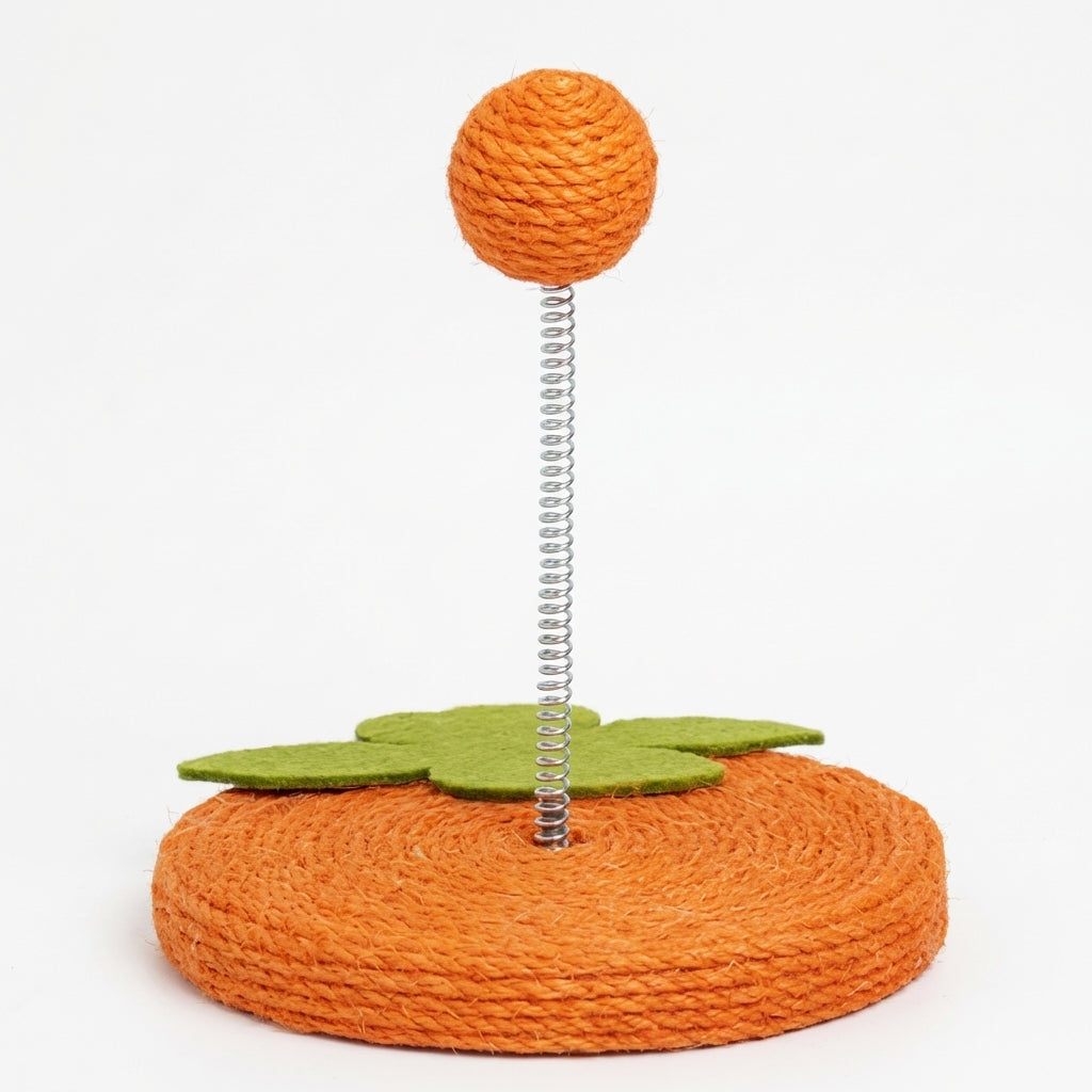 Sisal Spring Cat Toy With Scratching Base In Fruit Designs 17.5 By 20 Cm | Temsk
