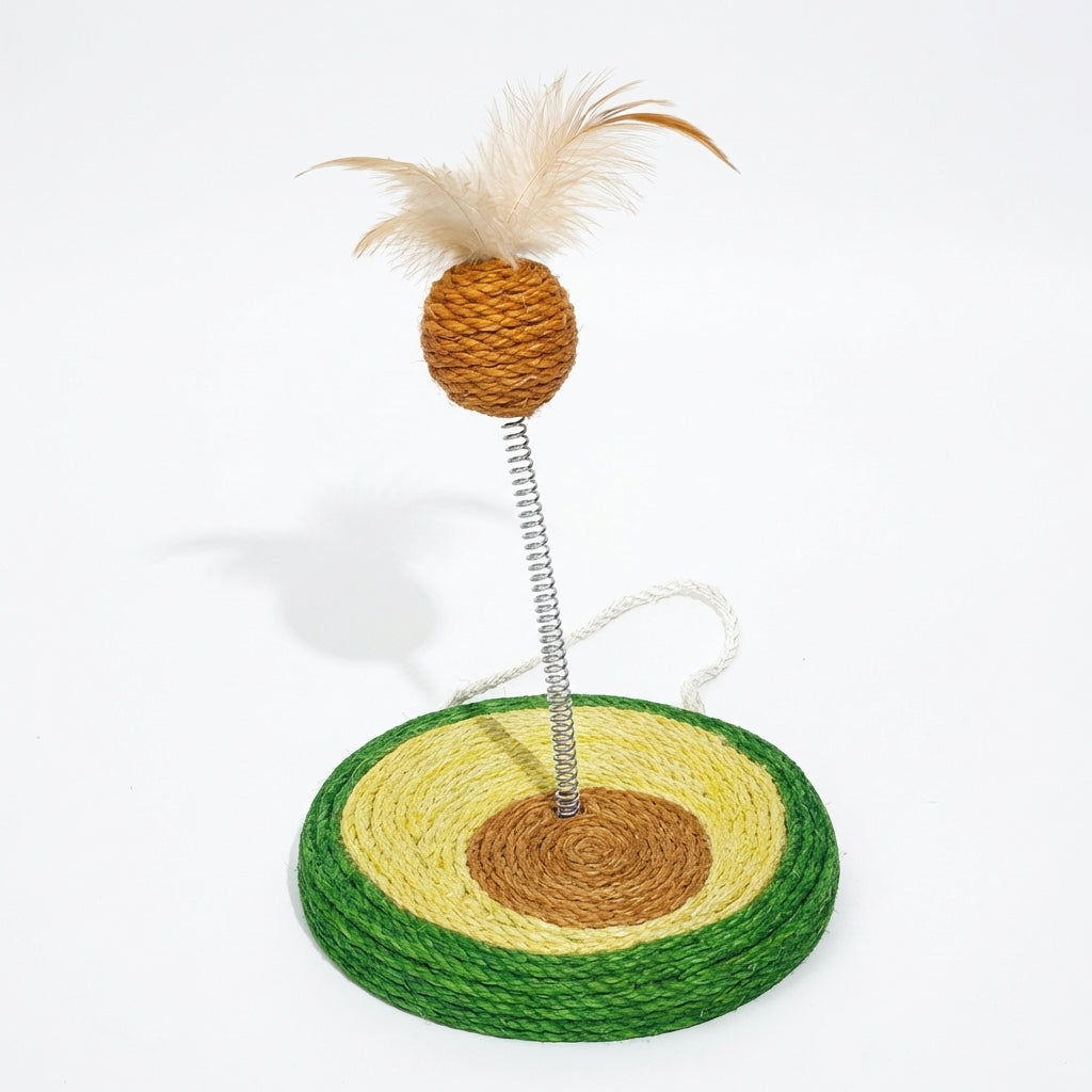 Sisal Spring Cat Toy With Scratching Base In Fruit Designs 17.5 By 20 Cm | Temsk