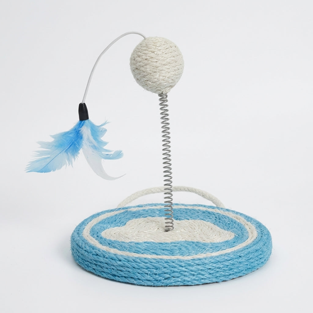 Sisal Spring Cat Toy With Scratching Base In Fruit Designs 17.5 By 20 Cm | Temsk