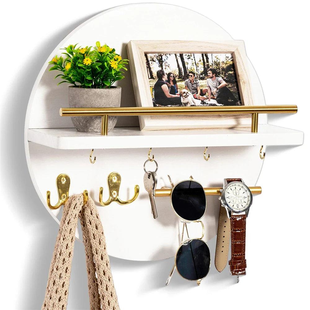 Round Wooden Key Holder Stylish Eco Friendly Wall Organizer | Temsk