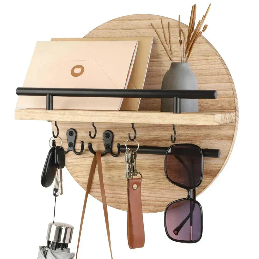 Round Wooden Key Holder Stylish Eco Friendly Wall Organizer | Temsk