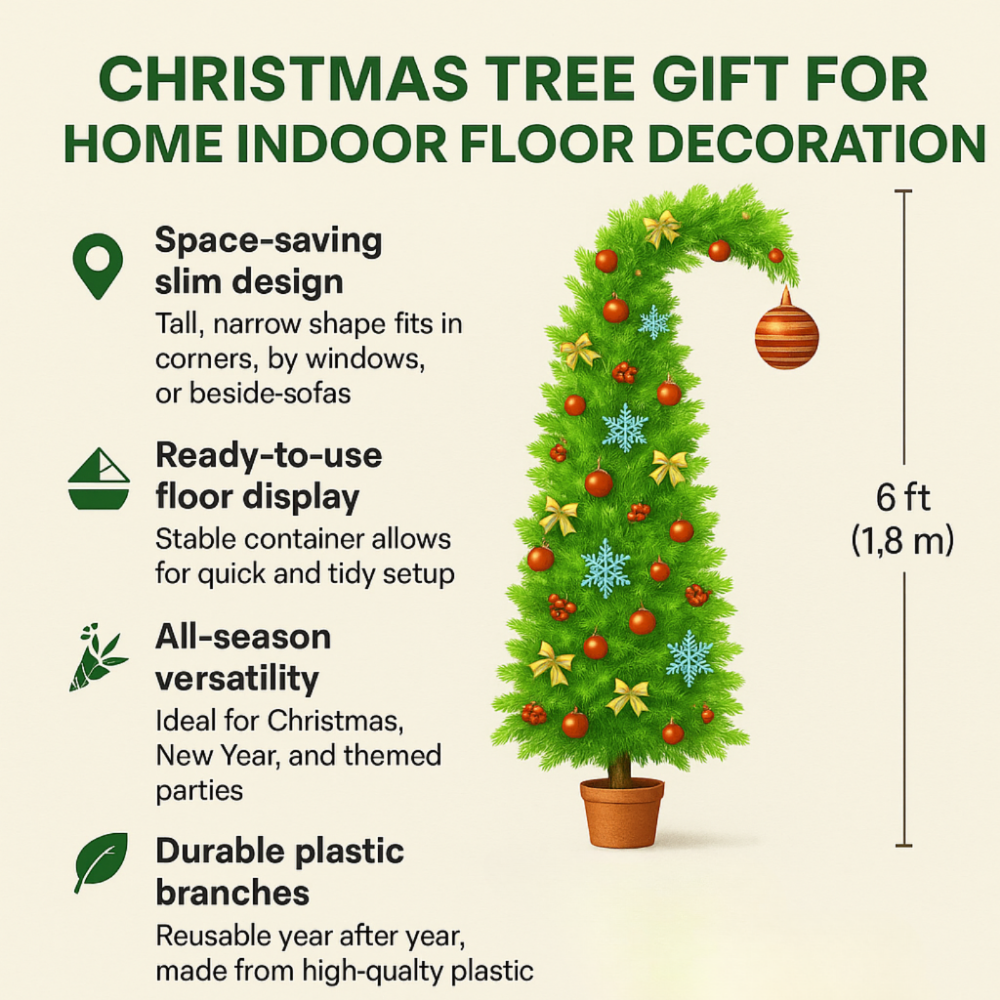 Elegant Slim Artificial Christmas Tree For Home Floor Display | Temsk