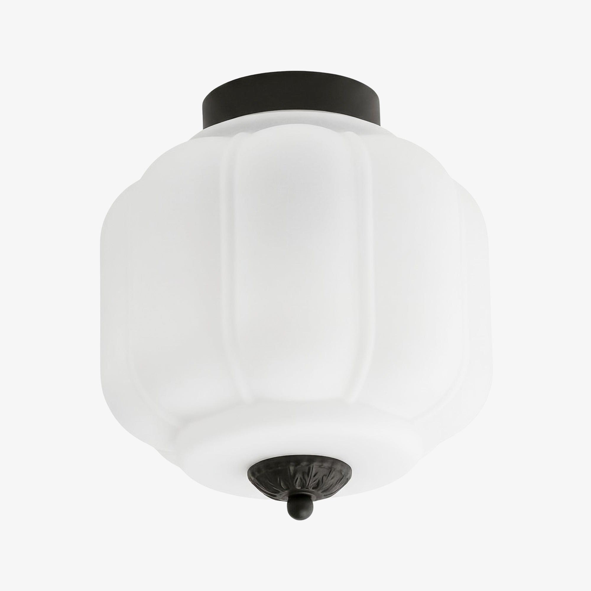 Milk Glass Ceiling Light With Glass Shade, Modern Flush Mount, Scandinavian Style | Temsk