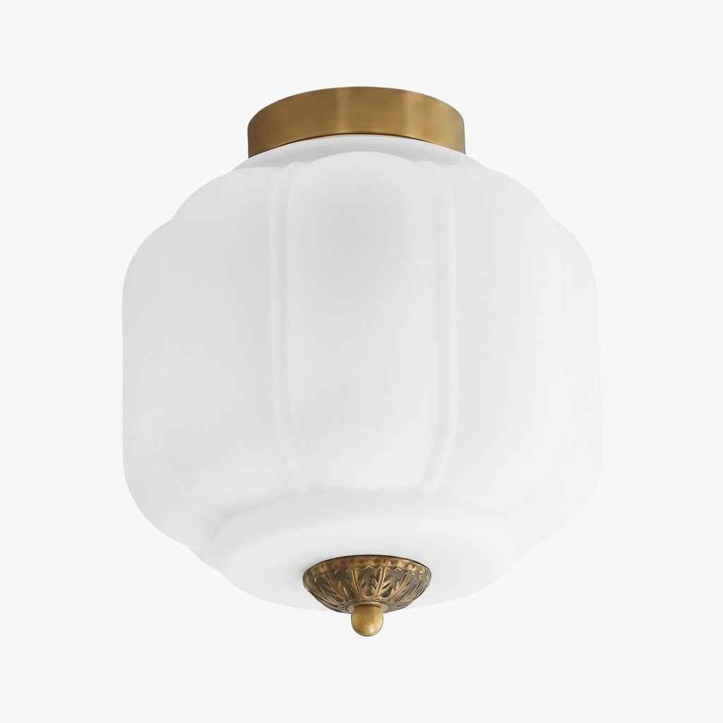 Milk Glass Ceiling Light With Glass Shade, Modern Flush Mount, Scandinavian Style | Temsk