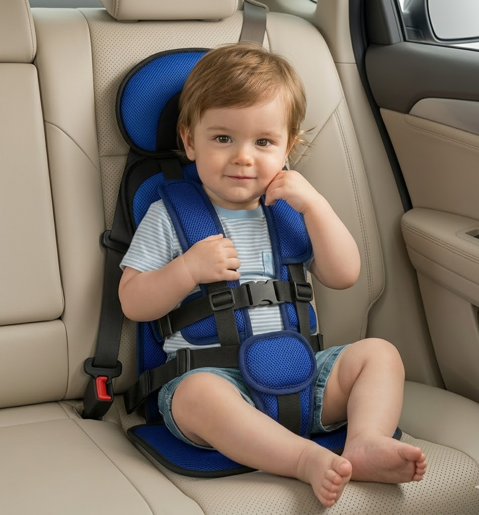 Kids Portable Travel Car Seat Booster With Safety Harness | Temsk