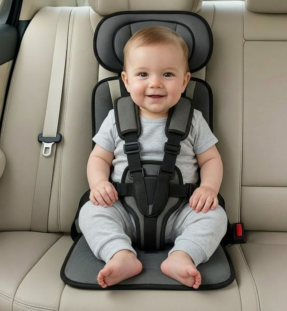 Kids Portable Travel Car Seat Booster With Safety Harness | Temsk