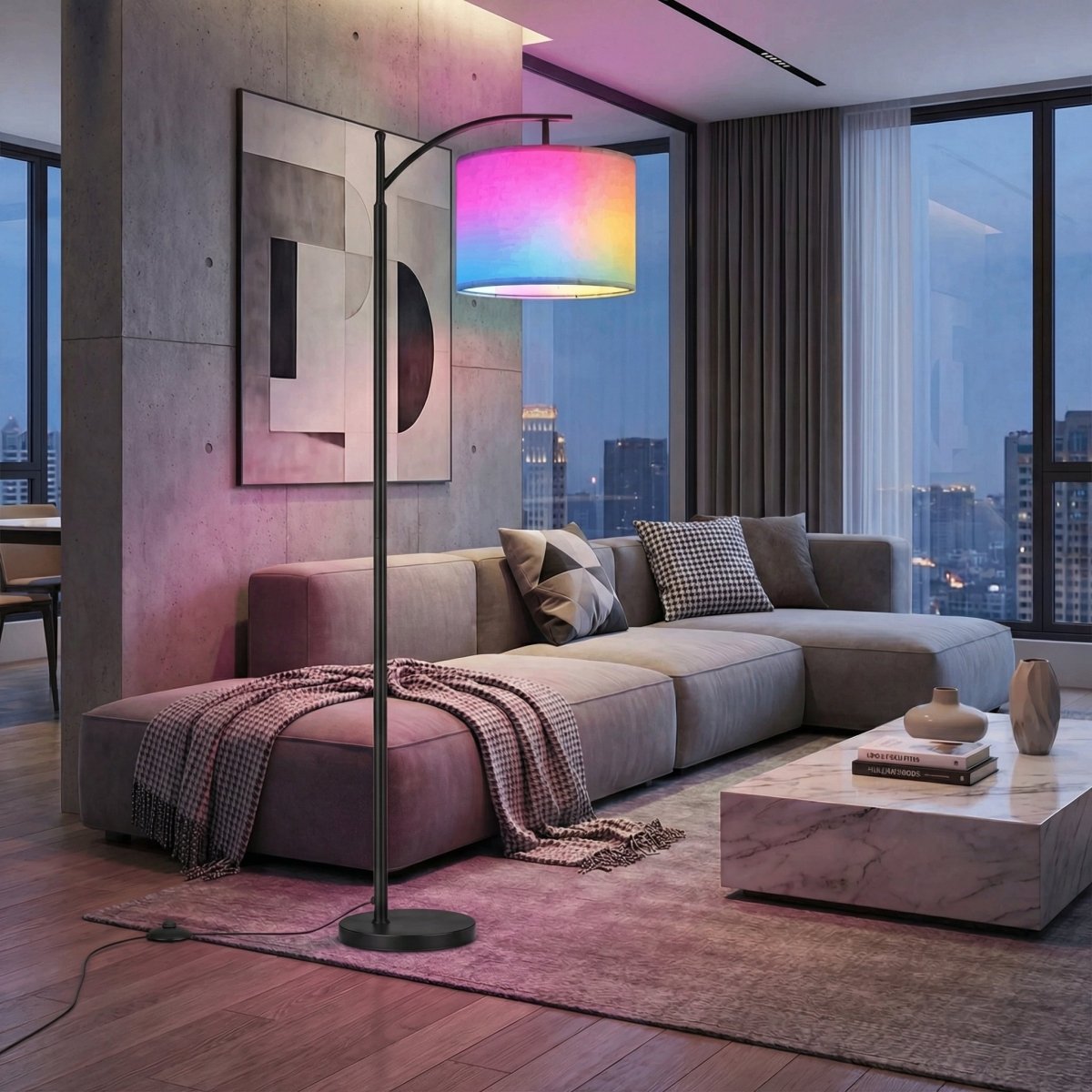 Chytrá Bluetooth stmívatelná LED stojací lampa s nastavitelným ambientním osvětlením | Temsk