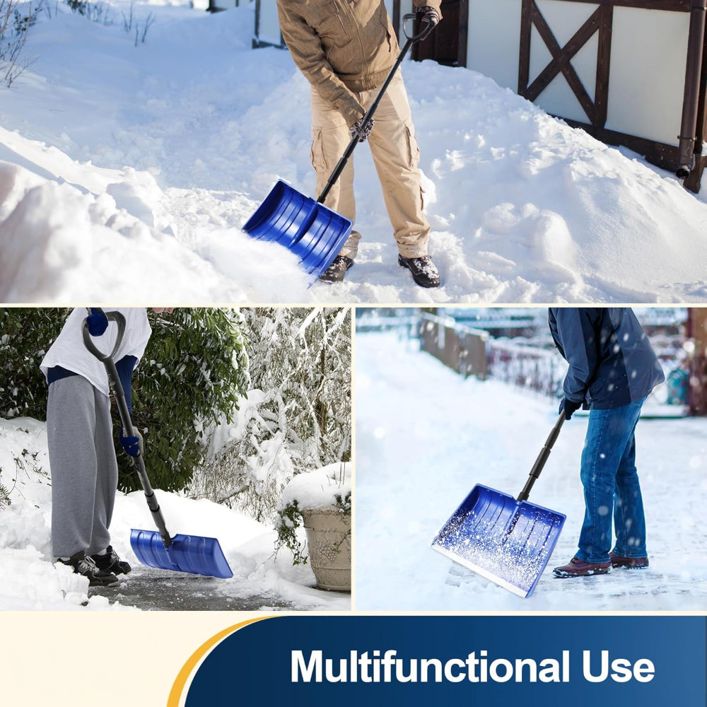 Snow Shovel With Adjustable Handle And Wide Blade Plastic Scoop Tool | Temsk