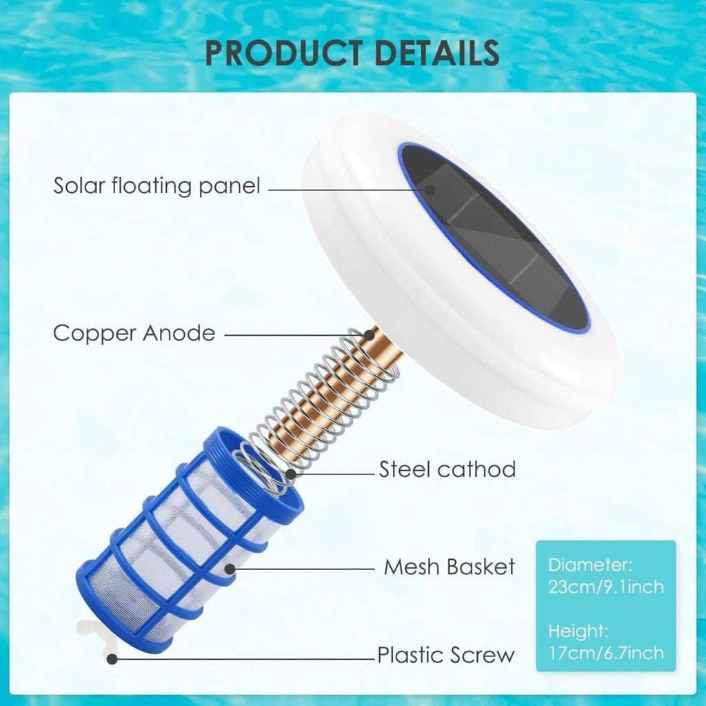 AquaNova Solar Pool Ionizer With LED Light Apparatus | Temsk