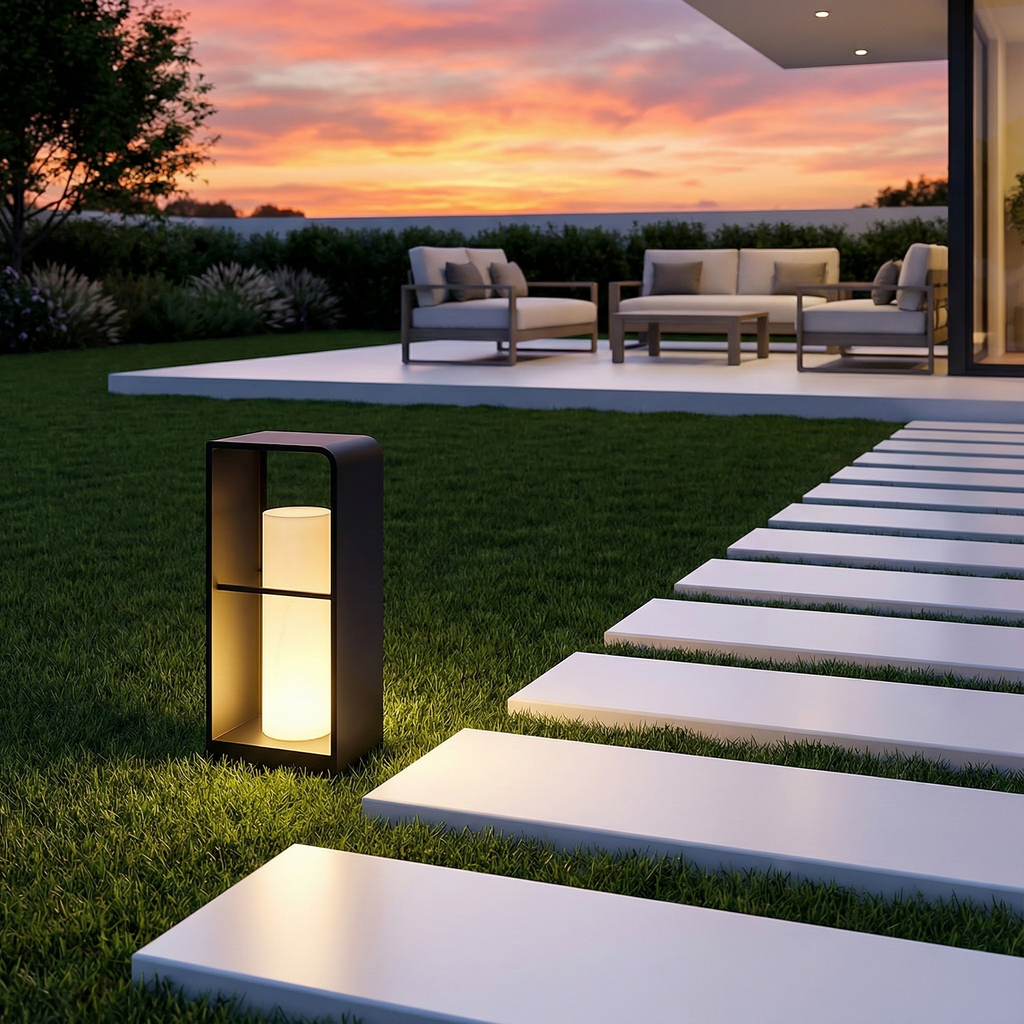 NovaLume Modern Elegant Solar Garden Light With Marble Look Accent | Temsk