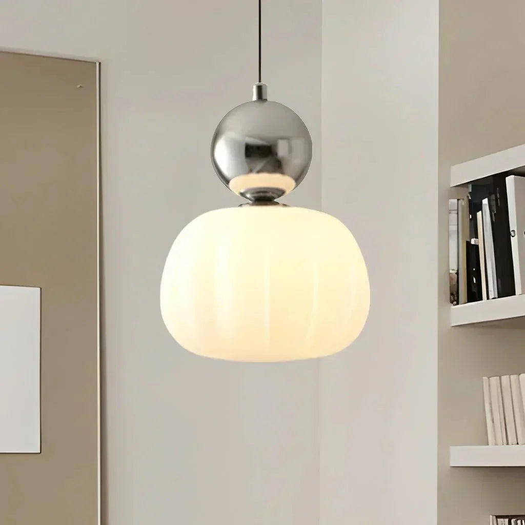 Sphere Pendant Light With Diffuser And Metallic Accents, 12-Inch | Temsk