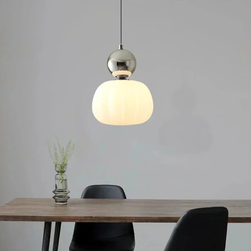 Sphere Pendant Light With Diffuser And Metallic Accents, 12-Inch | Temsk