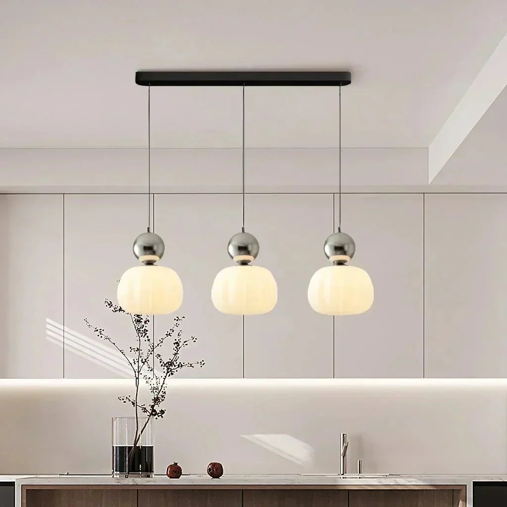 Sphere Pendant Light With Diffuser And Metallic Accents, 12-Inch | Temsk