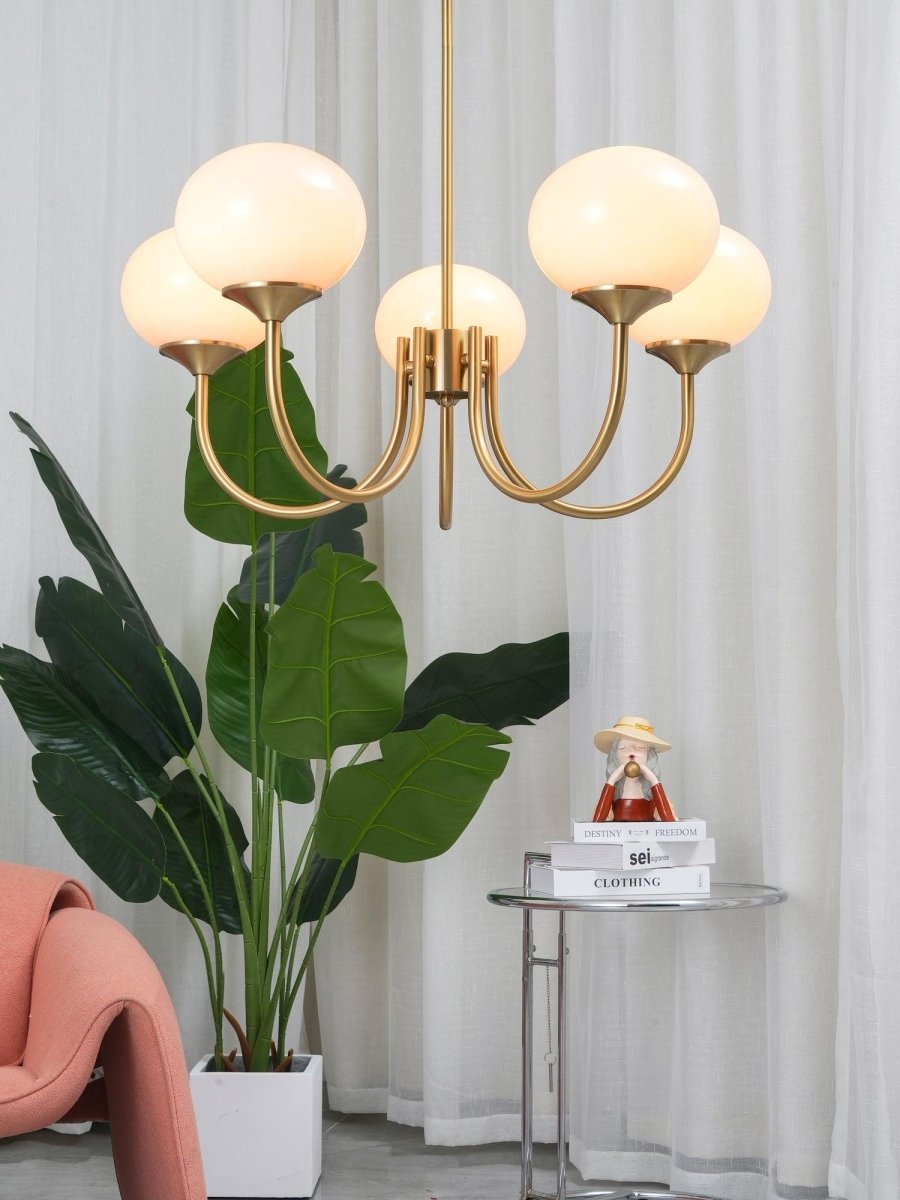 Metal Frame Spherical Glass Shade Chandelier, 24 Inch Diameter | Temsk