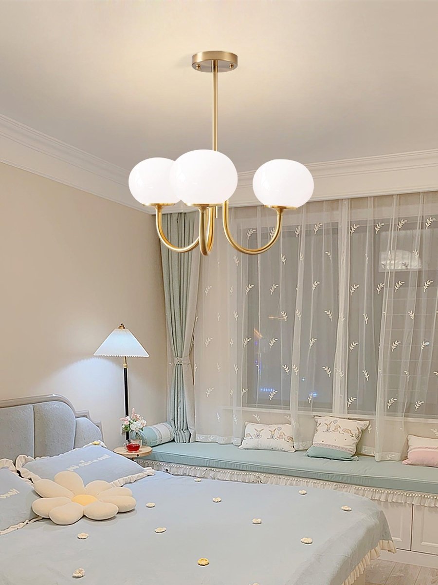 Metal Frame Spherical Glass Shade Chandelier, 24 Inch Diameter | Temsk